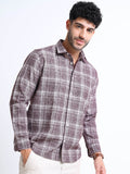 Maroon Checks Linen Blend Shirt