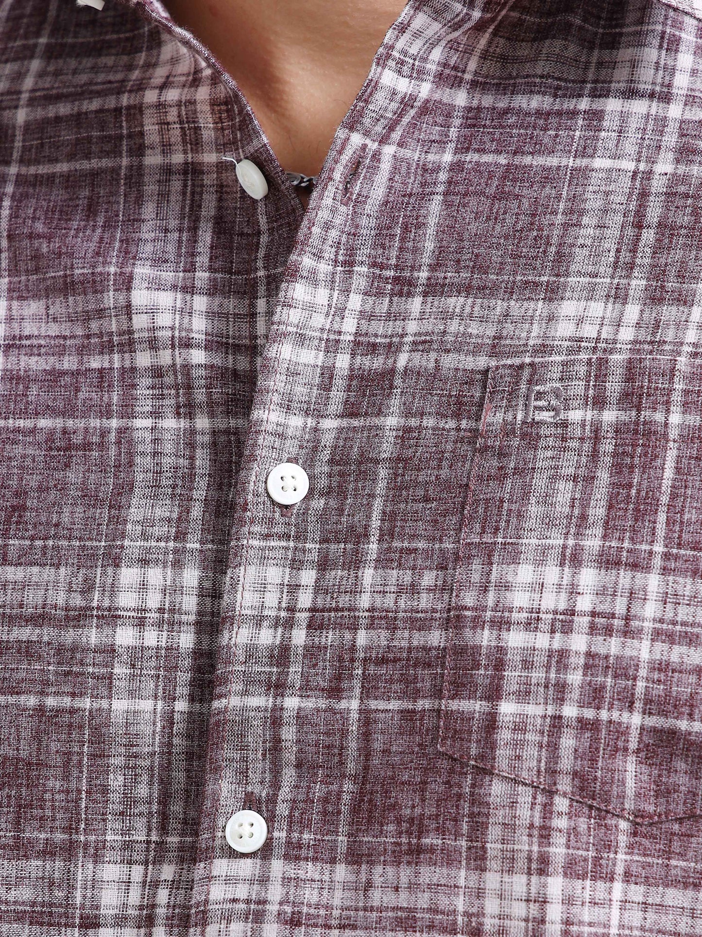 Maroon Checks Linen Blend Shirt