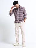 Maroon Checks Linen Blend Shirt