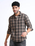 Ivory Moss Checks Cotton Blend Shirt