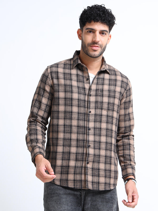 Ivory Moss Checks Cotton Blend Shirt