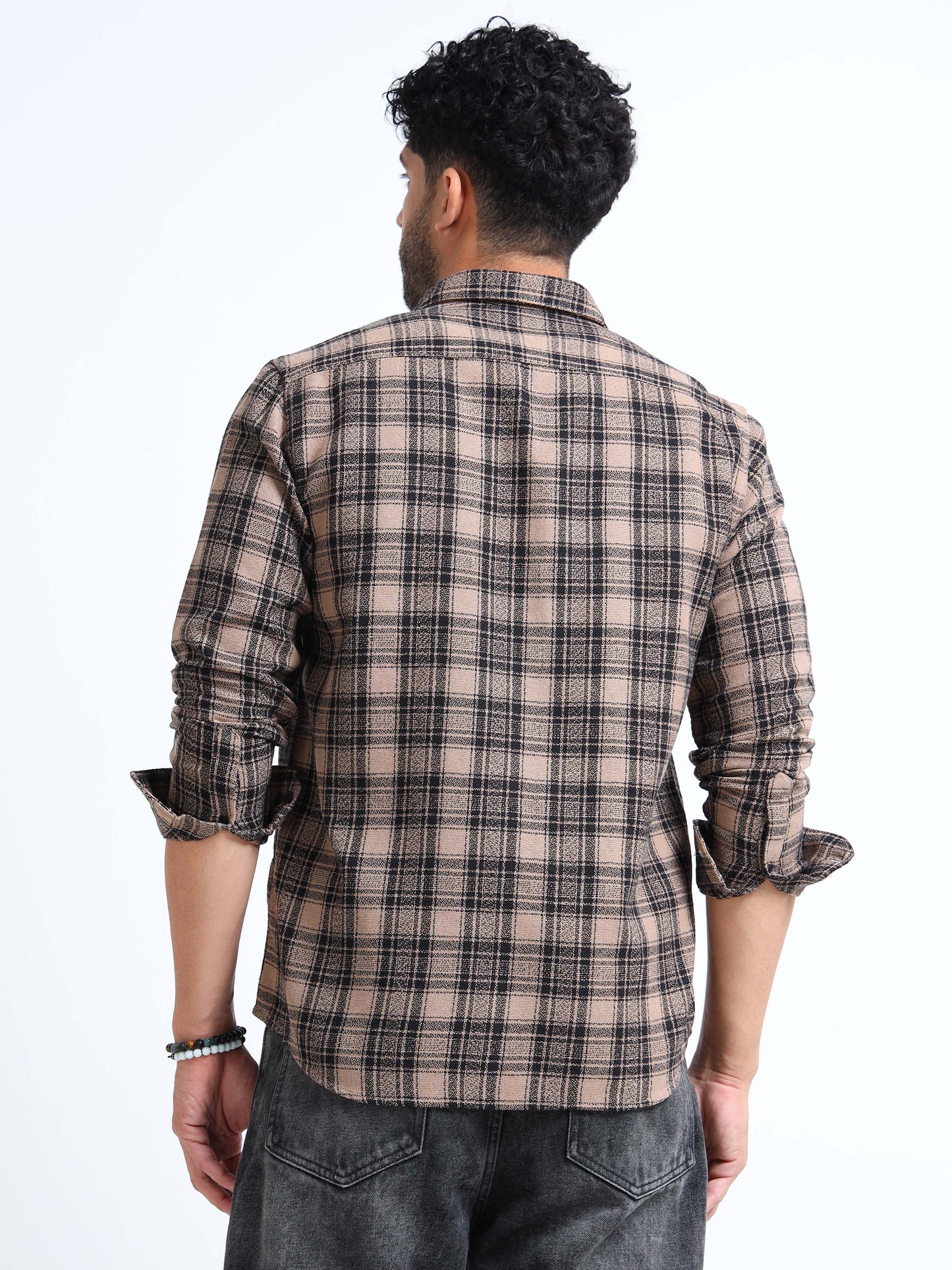 Ivory Moss Checks Cotton Blend Shirt