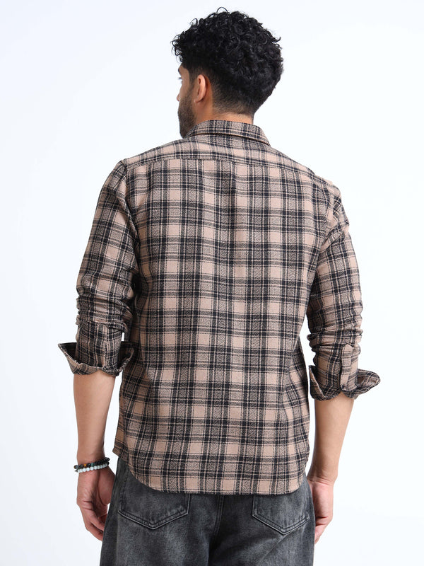 Ivory Moss Checks Cotton Blend Shirt
