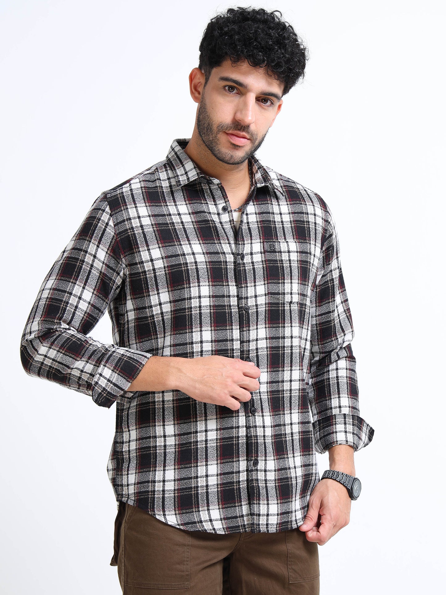 Black Rise Moss Checks Cotton Blend Shirt