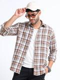 Peanut Moss Checks Cotton Blend Shirt