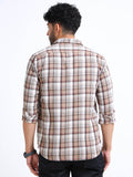 Peanut Moss Checks Cotton Blend Shirt