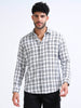 Pearl White Moss Checks Cotton Blend Shirt