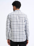 Pearl White Moss Checks Cotton Blend Shirt