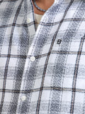 Pearl White Moss Checks Cotton Blend Shirt