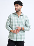 Green Checks Moss Cotton Blend Shirt