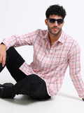 Pink Checks Moss Cotton Blend Shirt