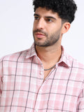 Pink Checks Moss Cotton Blend Shirt