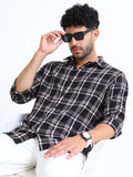 Sulfur Black Moss Checks Cotton Blend Shirt