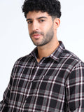 Sulfur Black Moss Checks Cotton Blend Shirt