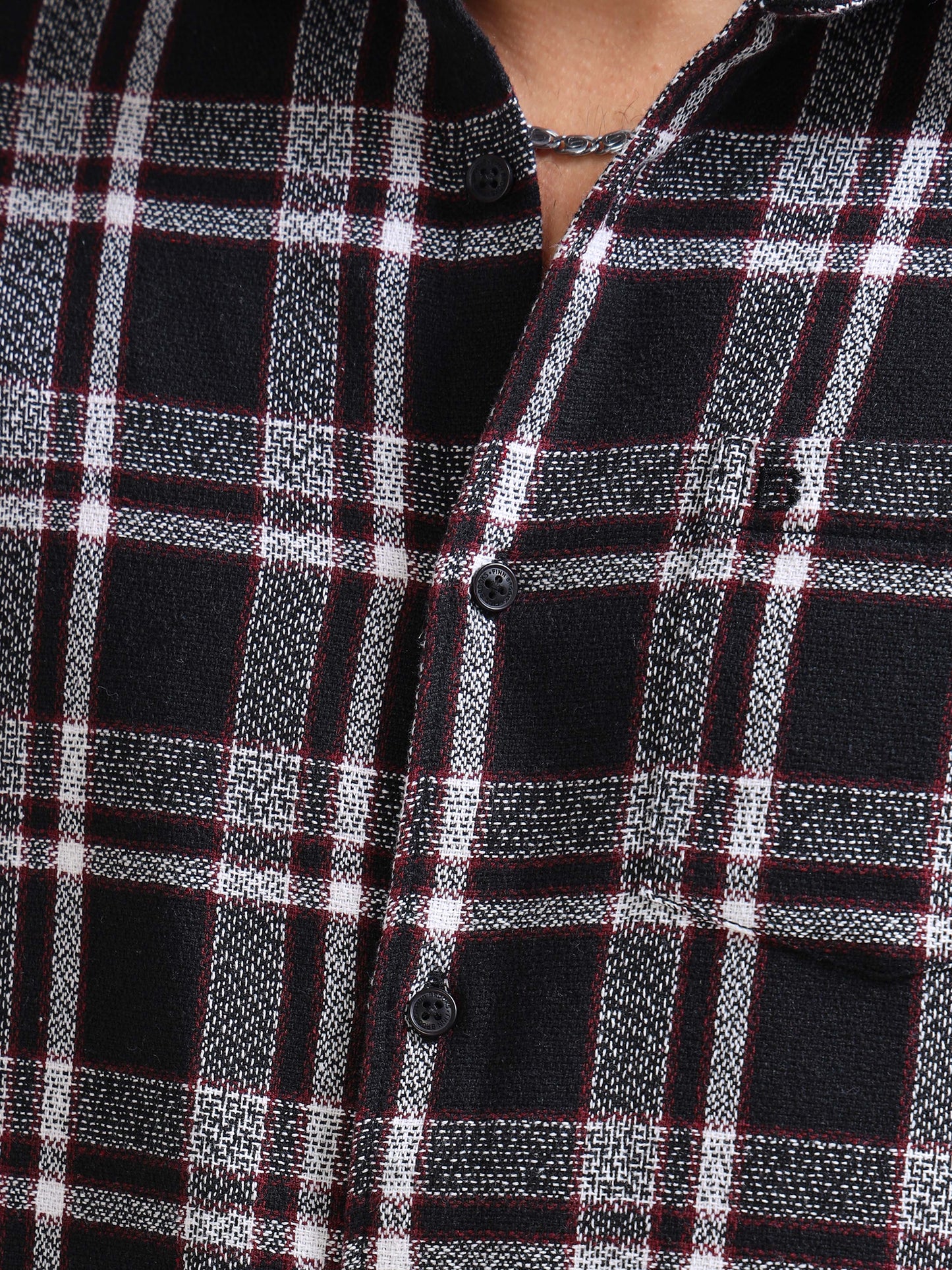 Sulfur Black Moss Checks Cotton Blend Shirt