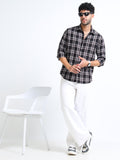 Sulfur Black Moss Checks Cotton Blend Shirt