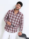 Cherry Moss Checks Cotton Blend Shirt