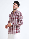 Cherry Moss Checks Cotton Blend Shirt