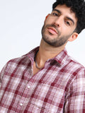 Cherry Moss Checks Cotton Blend Shirt