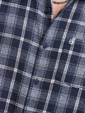 Navy Moss Checks Cotton Blend Shirt