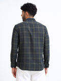 Olive Moss Checks Cotton Blend Shirt