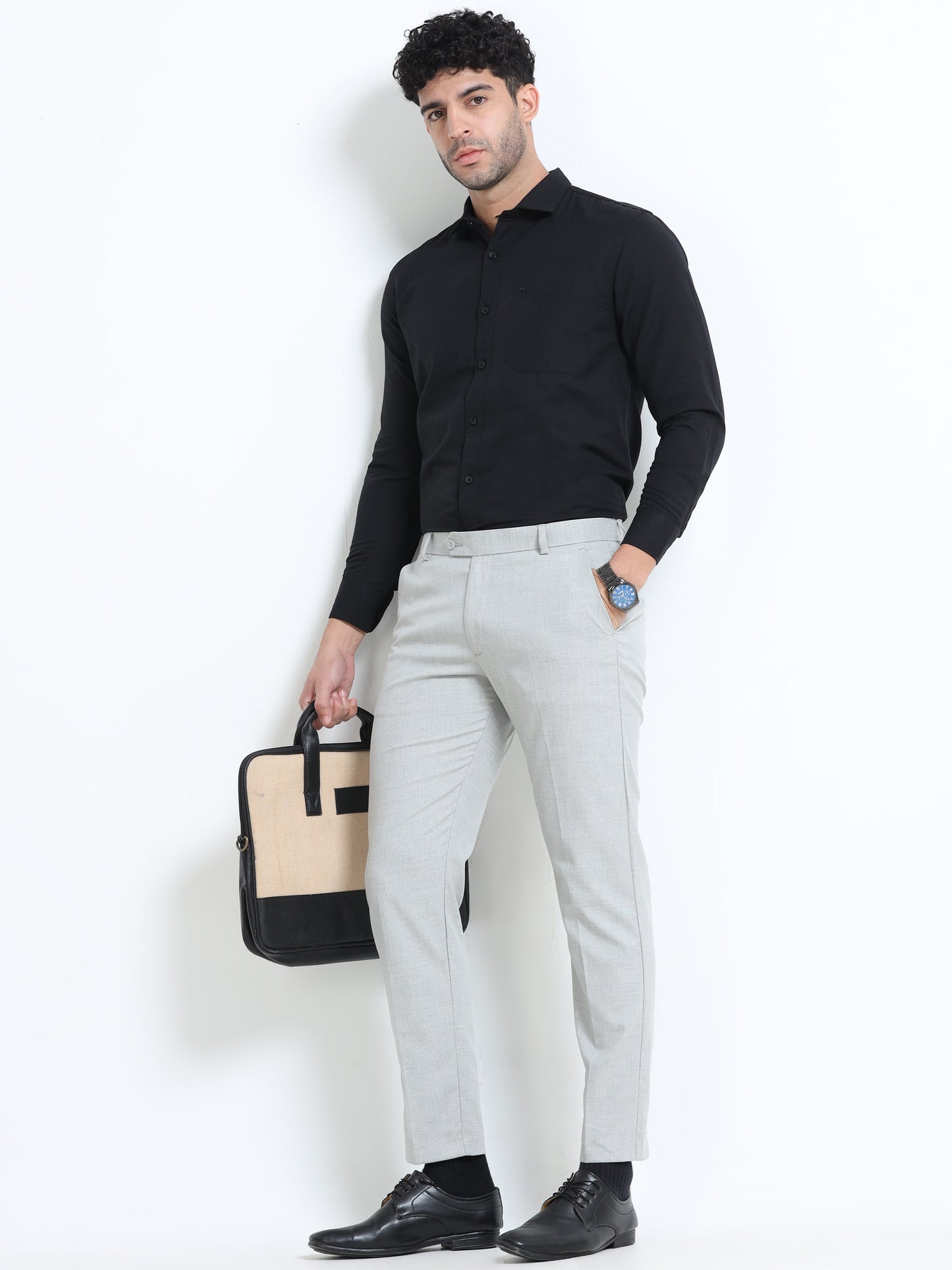 MEN’S LT GREY Stylish Business Casual Look with Trousers
