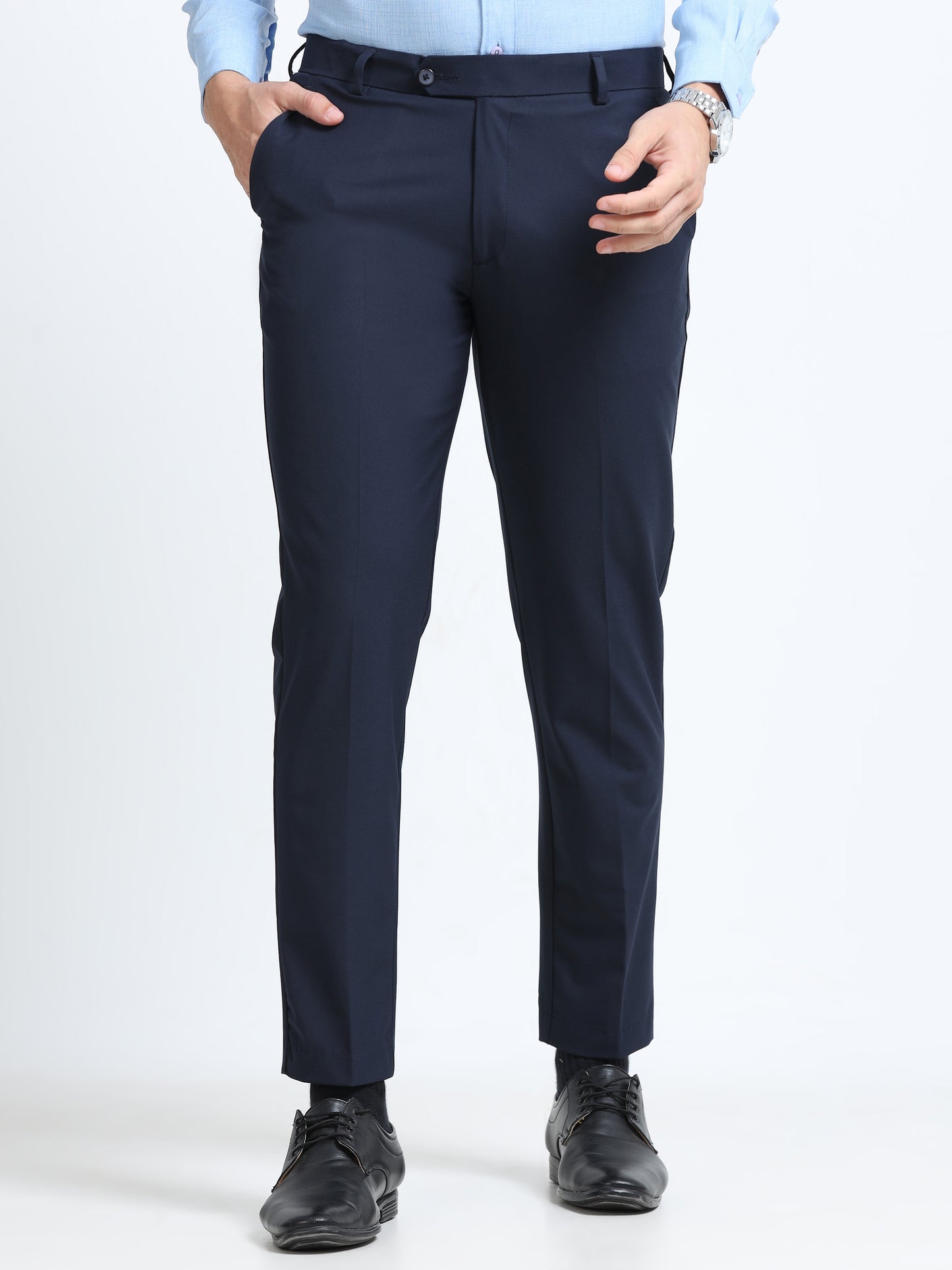 MEN’S ROYAL BLUE Slim-Fit Trousers for a Sleek, Professional Appearance