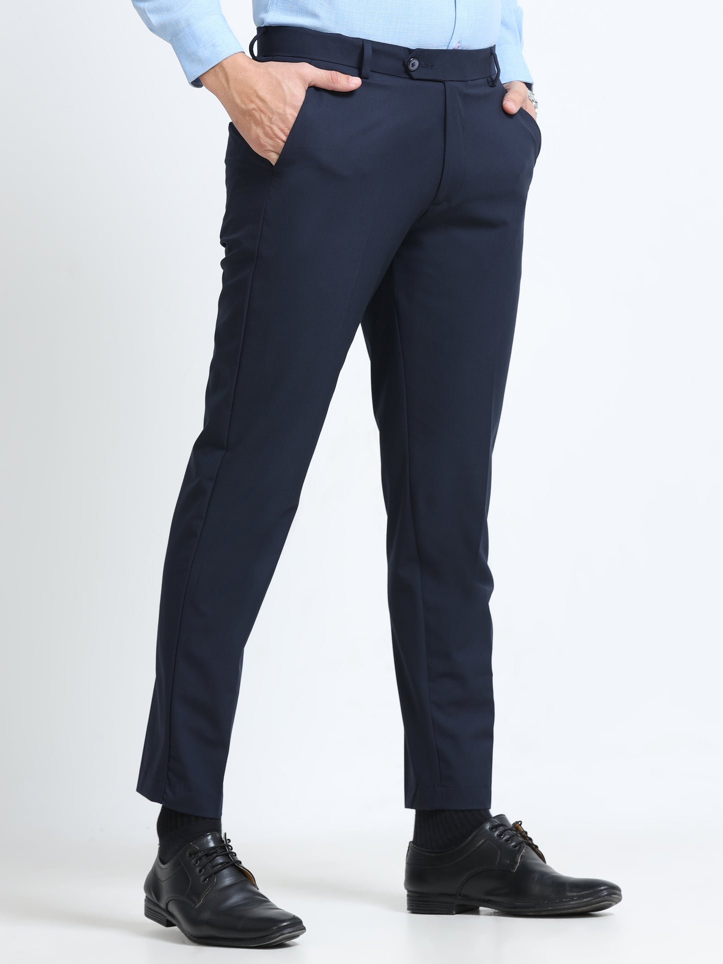 MEN’S ROYAL BLUE Slim-Fit Trousers for a Sleek, Professional Appearance