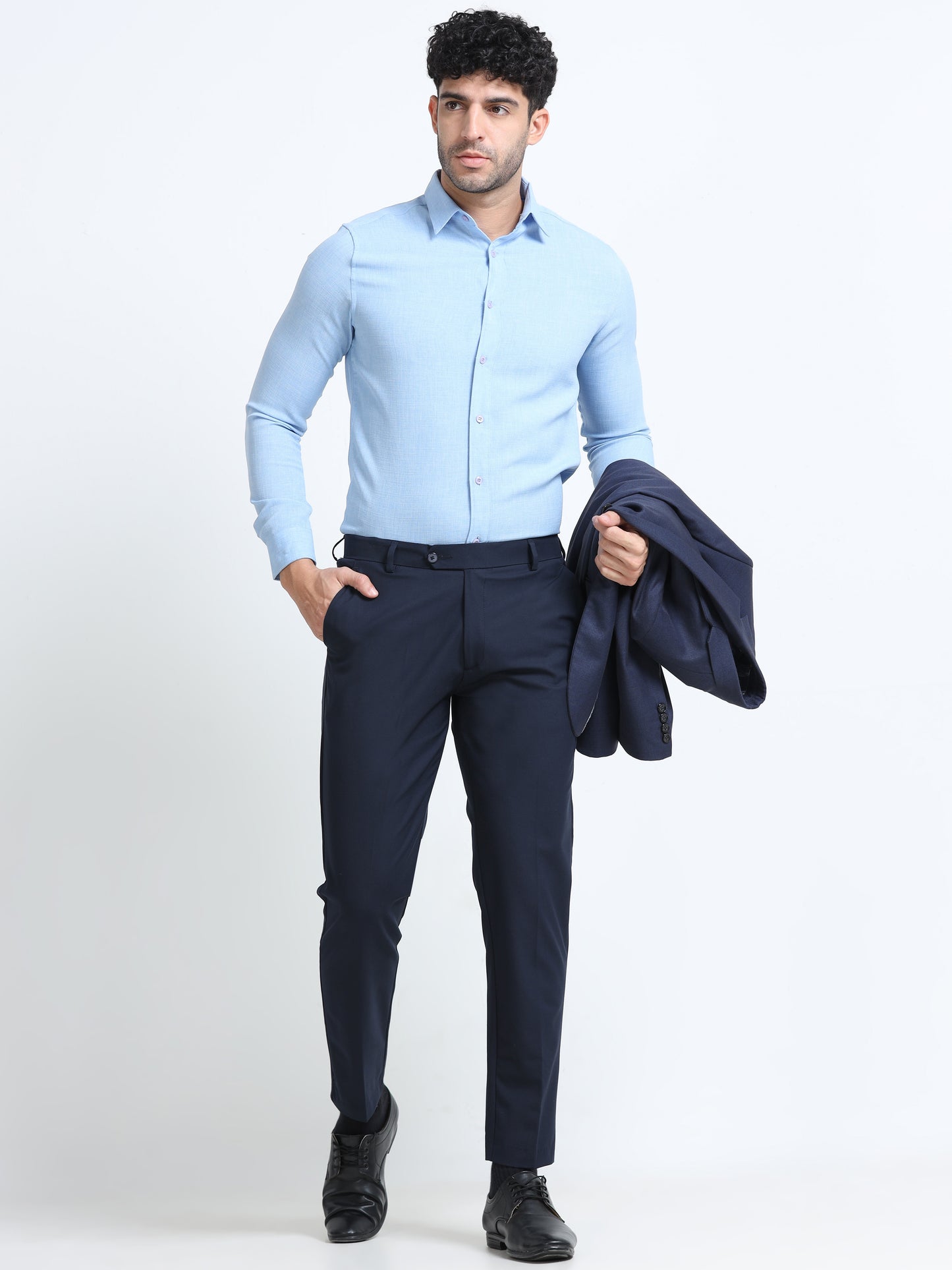 MEN’S ROYAL BLUE Slim-Fit Trousers for a Sleek, Professional Appearance