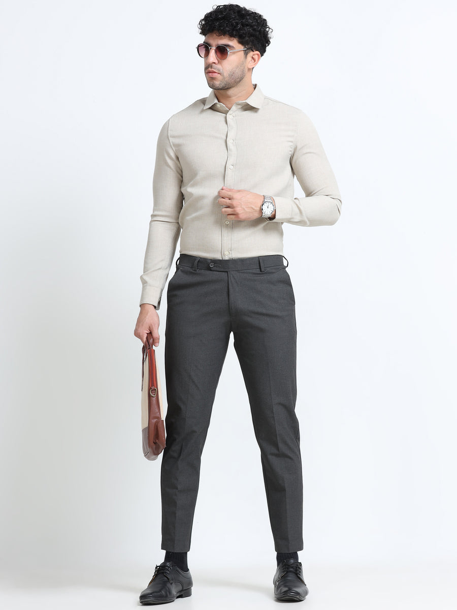 MEN’S LT BEIGE Slim-Fit Trousers for a Sleek, Professional Appearance