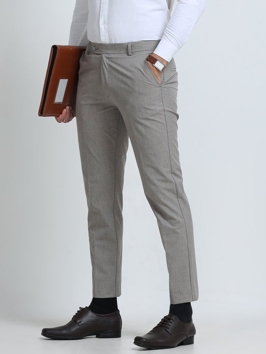 MEN’S LT GREY Slim-Fit Trousers for a Sleek, Professional Appearance
