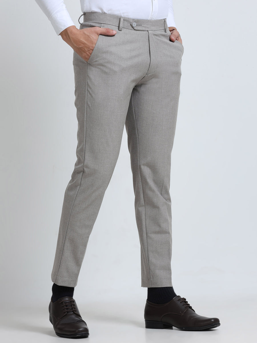 MEN’S LT GREY Slim-Fit Trousers for a Sleek, Professional Appearance