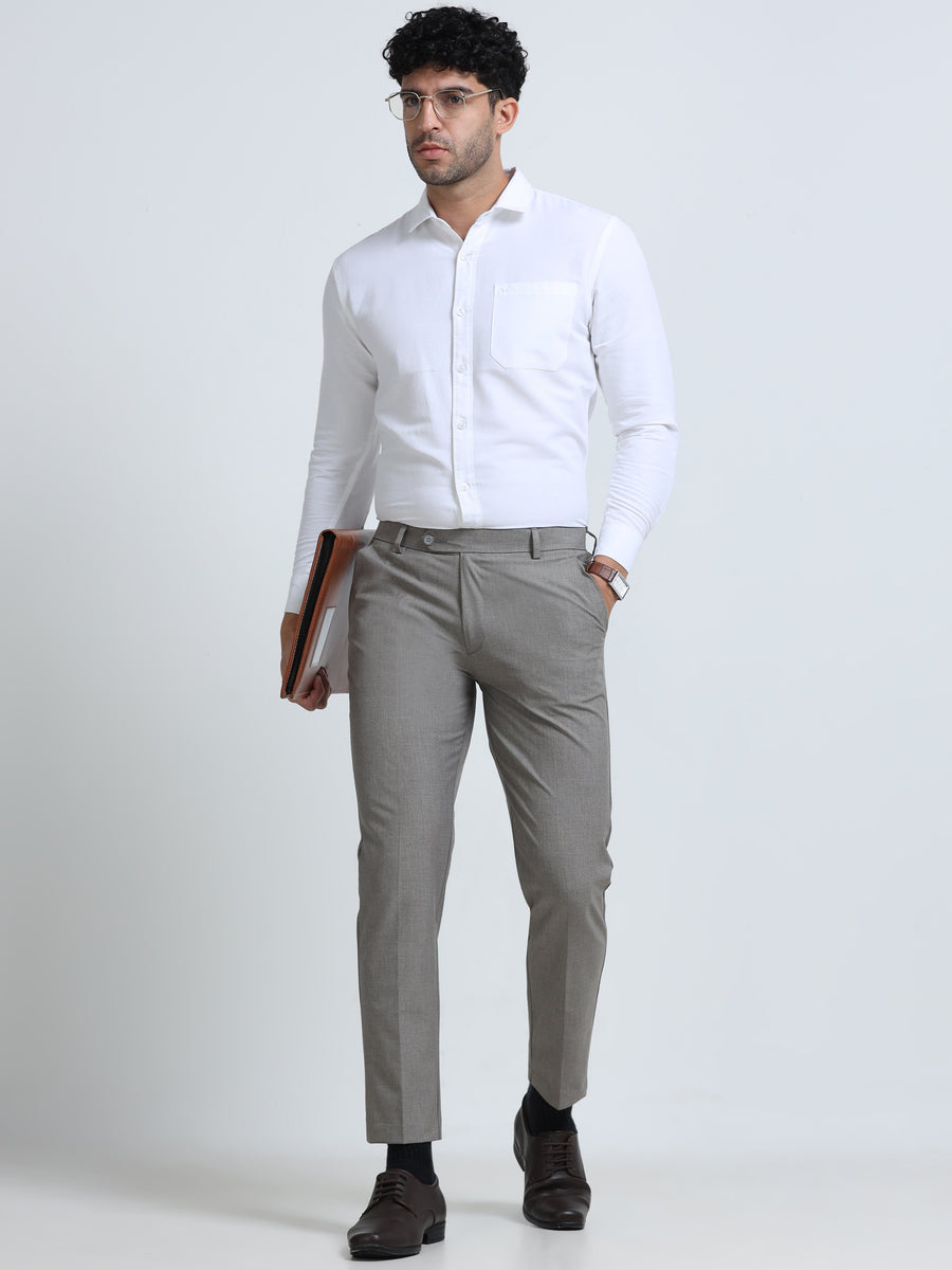 MEN’S LT GREY Slim-Fit Trousers for a Sleek, Professional Appearance