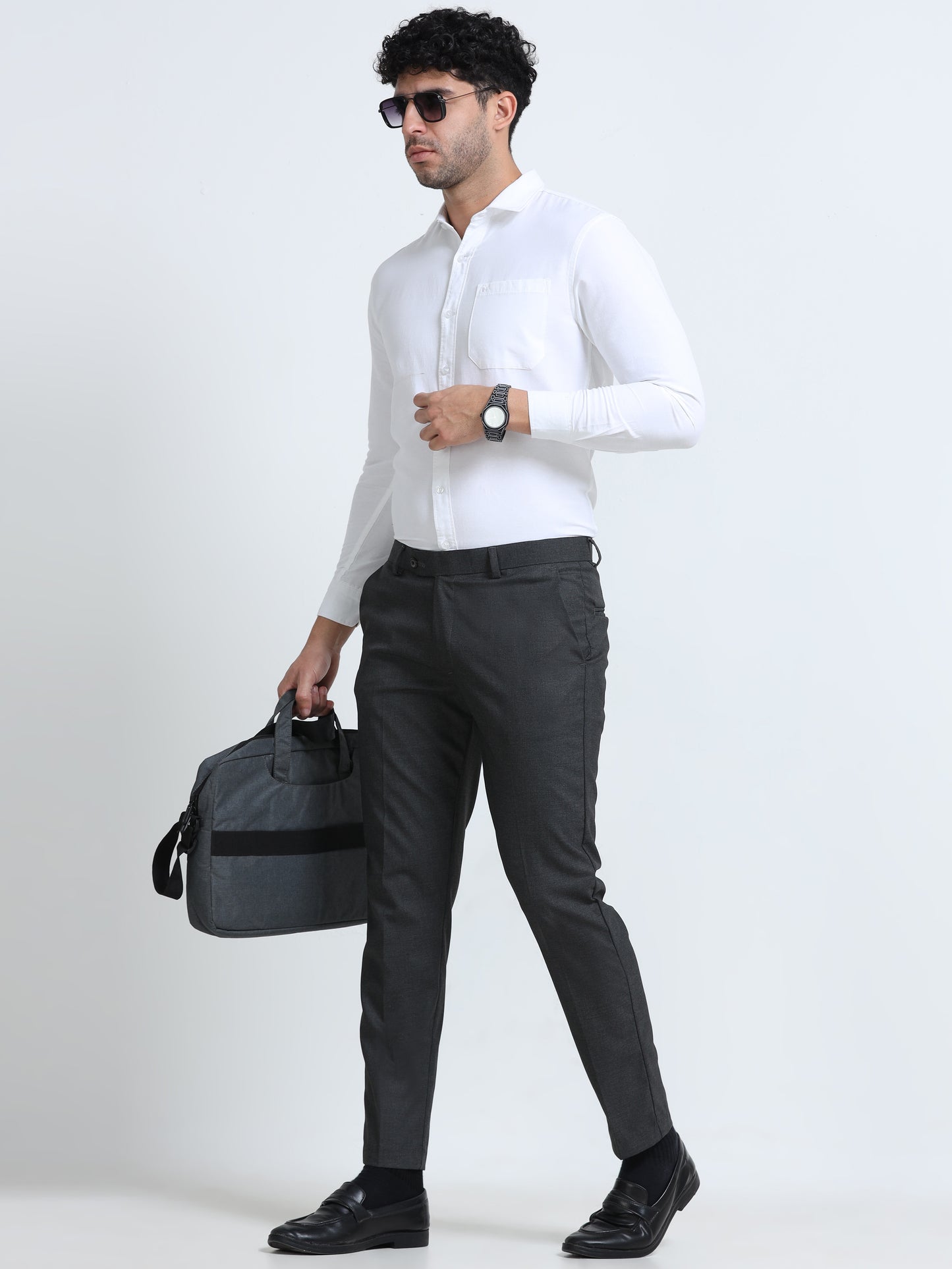 MEN’S LT GREY Stylish Business Casual Look with Trousers
