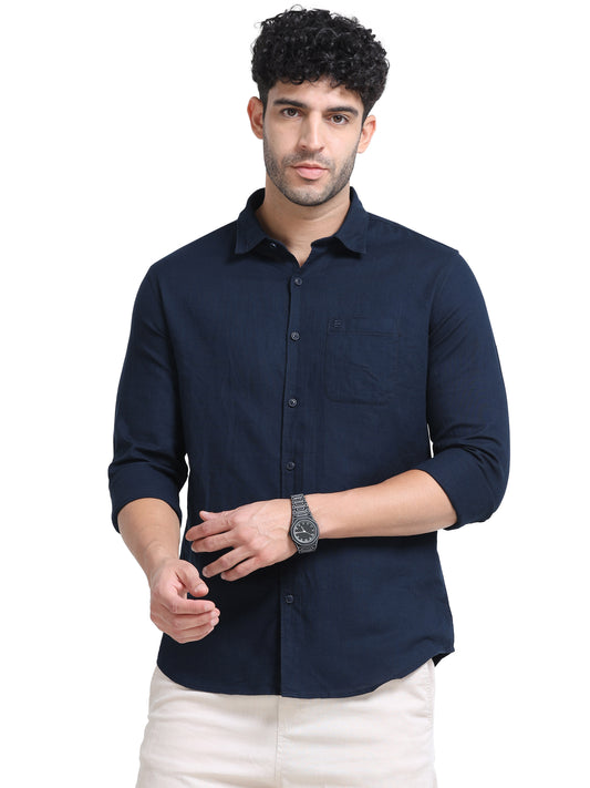 Men's NAVY Casual Button-Down Shirt for Effortless Style