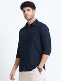 Men's NAVY Casual Button-Down Shirt for Effortless Style