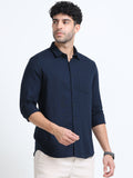 Men's NAVY Casual Button-Down Shirt for Effortless Style