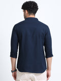 Men's NAVY Casual Button-Down Shirt for Effortless Style