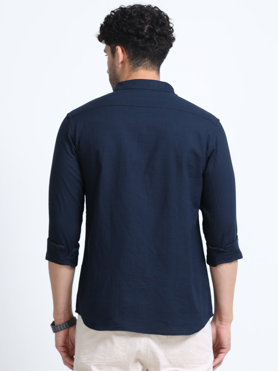 Men's NAVY Casual Button-Down Shirt for Effortless Style
