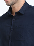 Men's NAVY Casual Button-Down Shirt for Effortless Style