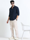 Men's NAVY Casual Button-Down Shirt for Effortless Style
