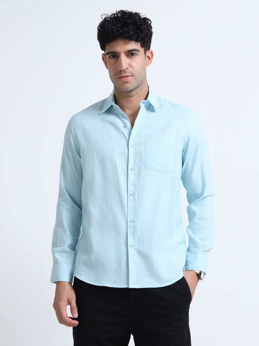 Men's SKY BLUE Casual Button-Down Shirt for Effortless Style