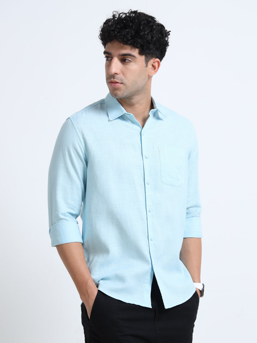 Men's SKY BLUE Casual Button-Down Shirt for Effortless Style