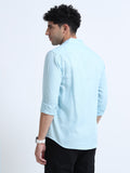 Men's SKY BLUE Casual Button-Down Shirt for Effortless Style