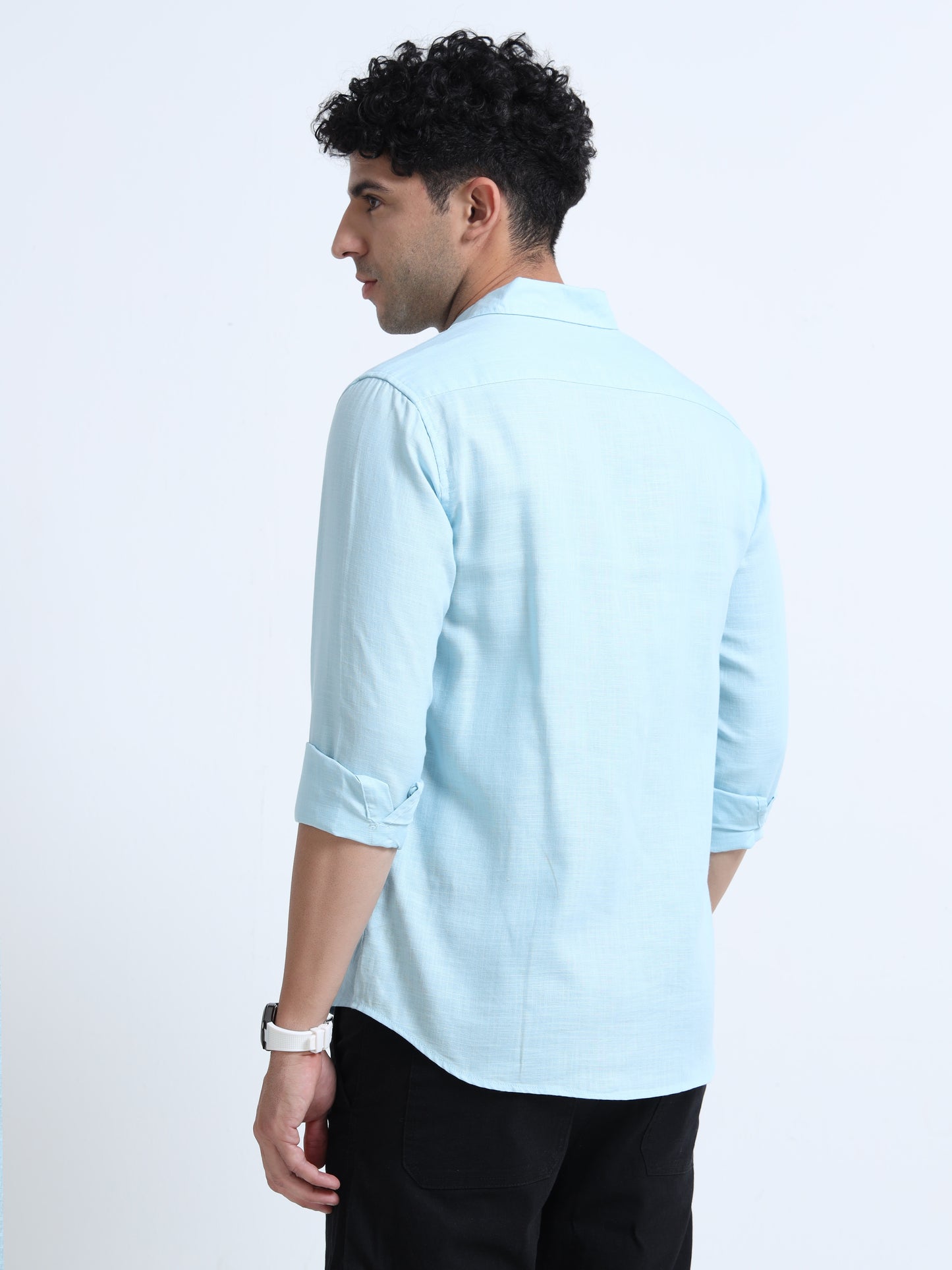 Men's SKY BLUE Casual Button-Down Shirt for Effortless Style