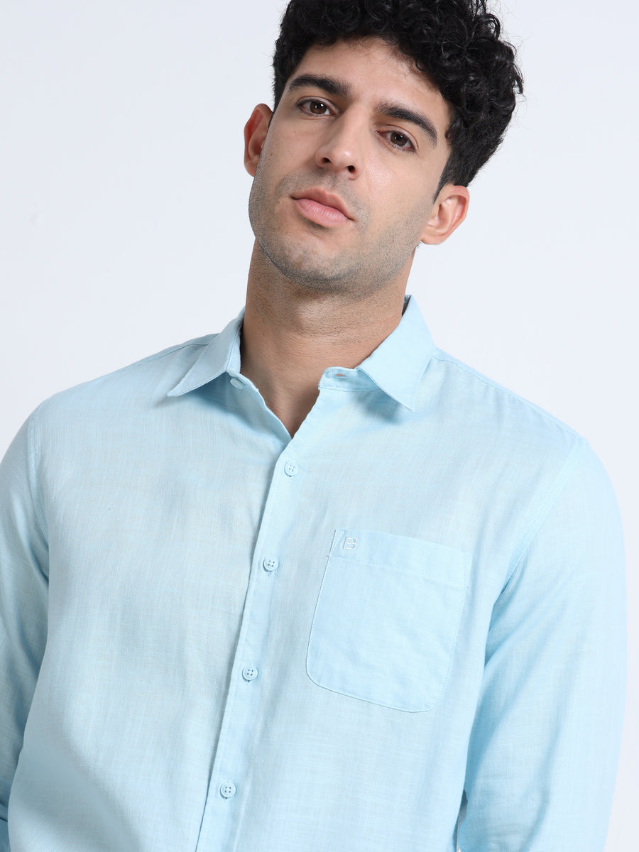Men's SKY BLUE Casual Button-Down Shirt for Effortless Style