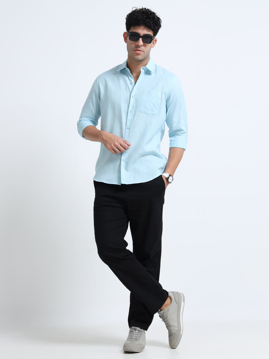 Men's SKY BLUE Casual Button-Down Shirt for Effortless Style
