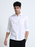 Men's PERAL WHITE Casual Button-Down Shirt for Effortless Style