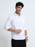 Men's PERAL WHITE Casual Button-Down Shirt for Effortless Style