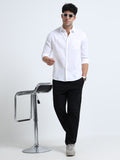 Men's PERAL WHITE Casual Button-Down Shirt for Effortless Style